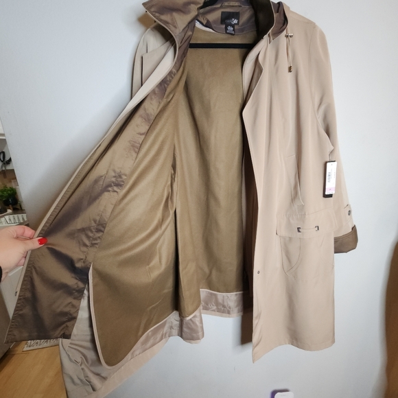 NWT East 5th Removable Liner Tan Trench Coat Women's Size 2X Knee Length JCP - Picture 2 of 16